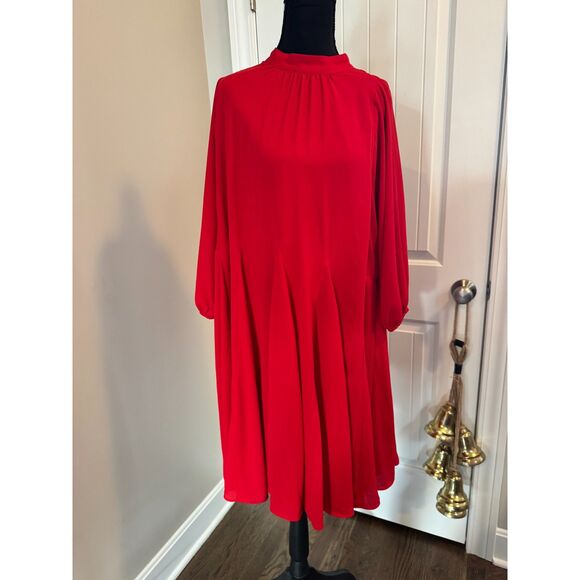 Ann Taylor Dresses & Skirts - ❤️ Ann Taylor NWT Mock Neck A-Line Pleated Dress • Red • Size L • Holiday Party
